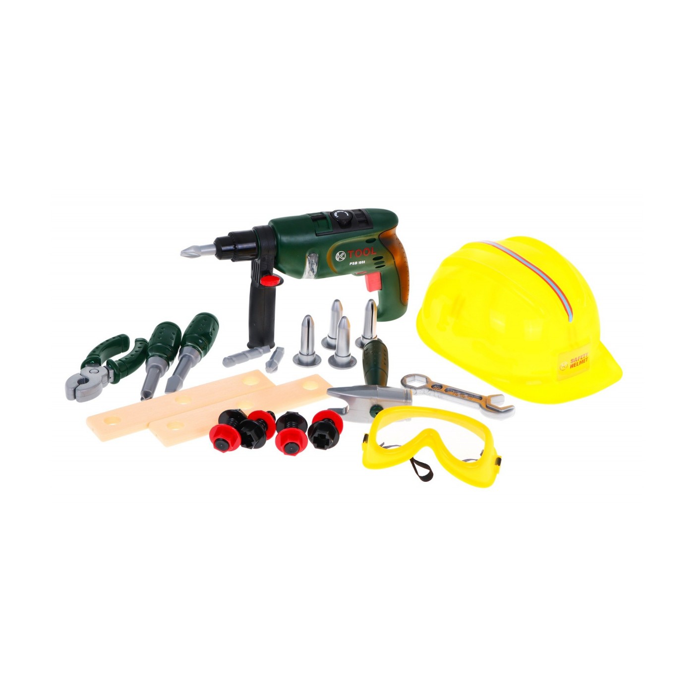 Sada malého stavebníka pre deti 3+ Elektrická skrutkovačka + Prilba a okuliare + Náradie