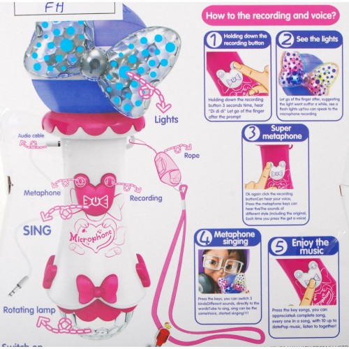 Mikrofón na karaoke pre deti 3+ biely Funkcia zmeny hlasu + Svetielka + MP3