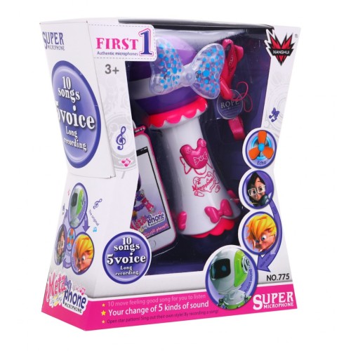 Mikrofón na karaoke pre deti 3+ ružový Funkcia zmeny hlasu + Svetielka + MP3