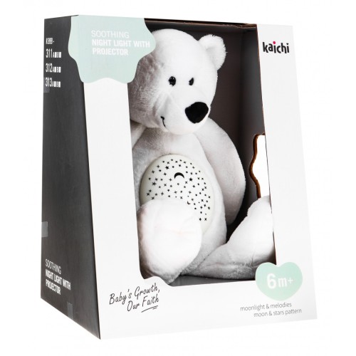 Medveď upokojujúci 3v1 pre deti 6m+ Senzorická hračka + Projektor + Hudobná skrinka + Plyšová hračka