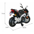Aprilia Tuono V4 Motorka na batériu pre deti Čierny + Panel MP3 + Pomocné kolieska + Pomalý štart
