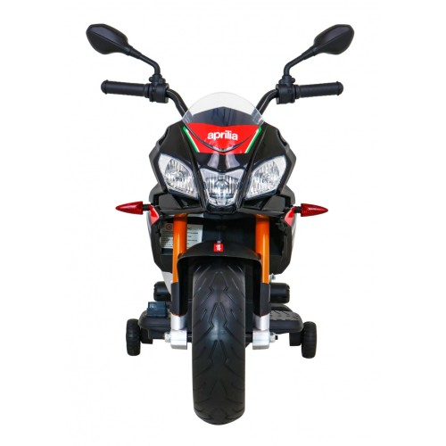 Aprilia Tuono V4 Motorka na batériu pre deti Čierny + Panel MP3 + Pomocné kolieska + Pomalý štart