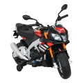 Aprilia Tuono V4 Motorka na batériu pre deti Čierny + Panel MP3 + Pomocné kolieska + Pomalý štart
