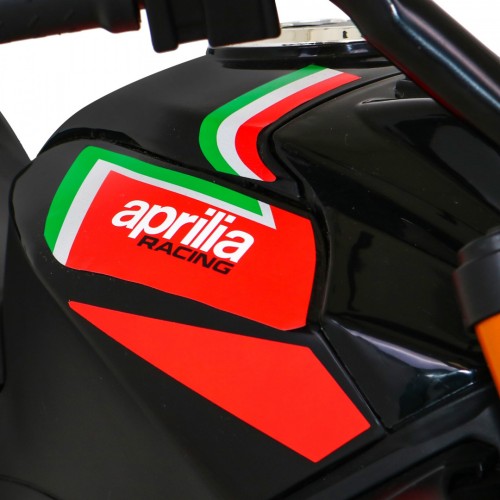 Aprilia Tuono V4 Motorka na batériu pre deti Čierny + Panel MP3 + Pomocné kolieska + Pomalý štart