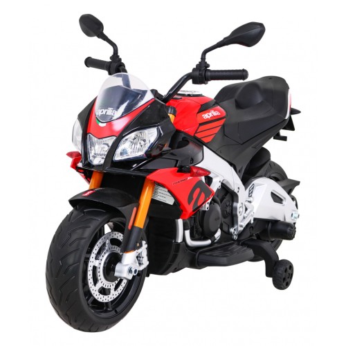 Aprilia Tuono V4 Motorka na batériu pre deti Červený + Panel MP3 + Pomocné kolieska + Pomalý štart