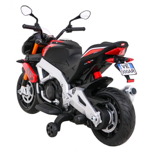 Aprilia Tuono V4 Motorka na batériu pre deti Červený + Panel MP3 + Pomocné kolieska + Pomalý štart