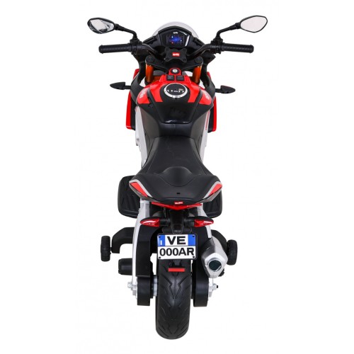 Aprilia Tuono V4 Motorka na batériu pre deti Červený + Panel MP3 + Pomocné kolieska + Pomalý štart