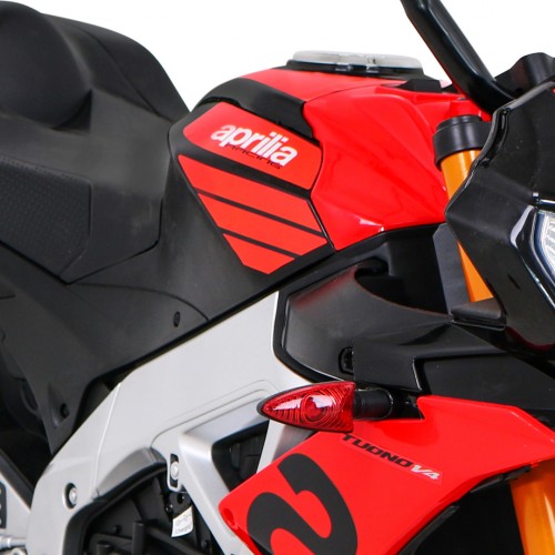 Aprilia Tuono V4 Motorka na batériu pre deti Červený + Panel MP3 + Pomocné kolieska + Pomalý štart