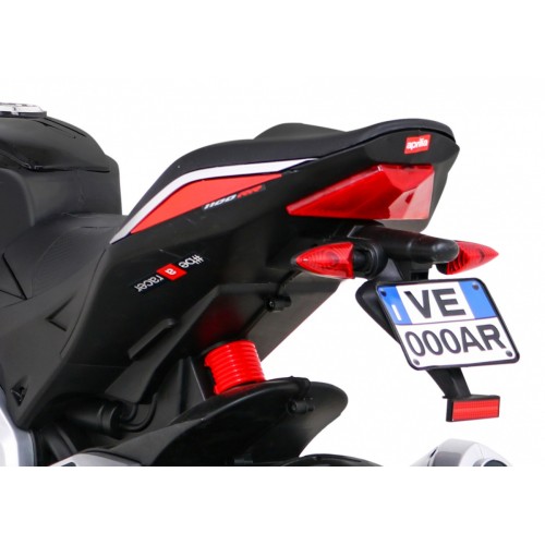 Aprilia Tuono V4 Motorka na batériu pre deti Červený + Panel MP3 + Pomocné kolieska + Pomalý štart