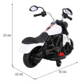 Motorka Chopper V-Max na batériu pre deti Biela + Melódie Klaxon + Svetlo + Pomocné kolesá