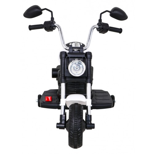 Motorka Chopper V-Max na batériu pre deti Biela + Melódie Klaxon + Svetlo + Pomocné kolesá