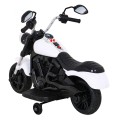 Motorka Chopper V-Max na batériu pre deti Biela + Melódie Klaxon + Svetlo + Pomocné kolesá