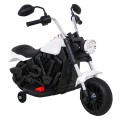Motorka Chopper V-Max na batériu pre deti Biela + Melódie Klaxon + Svetlo + Pomocné kolesá