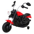 Motorka Chopper V-Max na batériu pre deti Červená + Melódie Klaxon + Svetlo + Pomocné kolesá