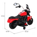 Motorka Chopper V-Max na batériu pre deti Červená + Melódie Klaxon + Svetlo + Pomocné kolesá