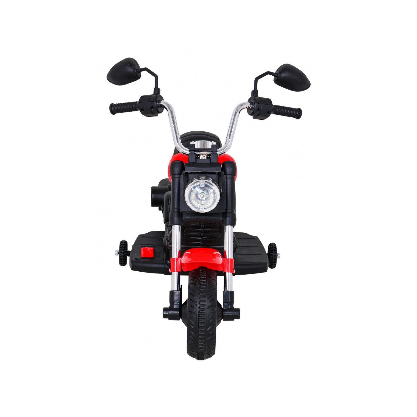 Motorka Chopper V-Max na batériu pre deti Červená + Melódie Klaxon + Svetlo + Pomocné kolesá