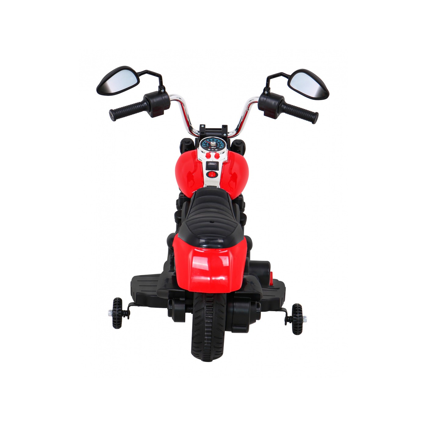 Motorka Chopper V-Max na batériu pre deti Červená + Melódie Klaxon + Svetlo + Pomocné kolesá