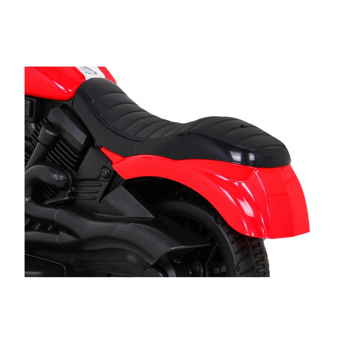 Motorka Chopper V-Max na batériu pre deti Červená + Melódie Klaxon + Svetlo + Pomocné kolesá