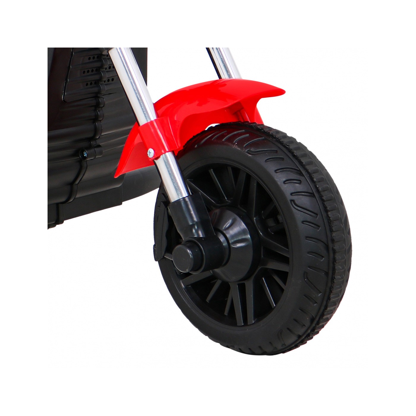 Motorka Chopper V-Max na batériu pre deti Červená + Melódie Klaxon + Svetlo + Pomocné kolesá