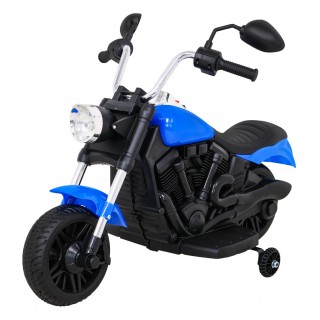 Motorka Chopper V-Max na batériu pre deti Modrý + Melódie Klaxon + Svetlo + Pomocné kolesá