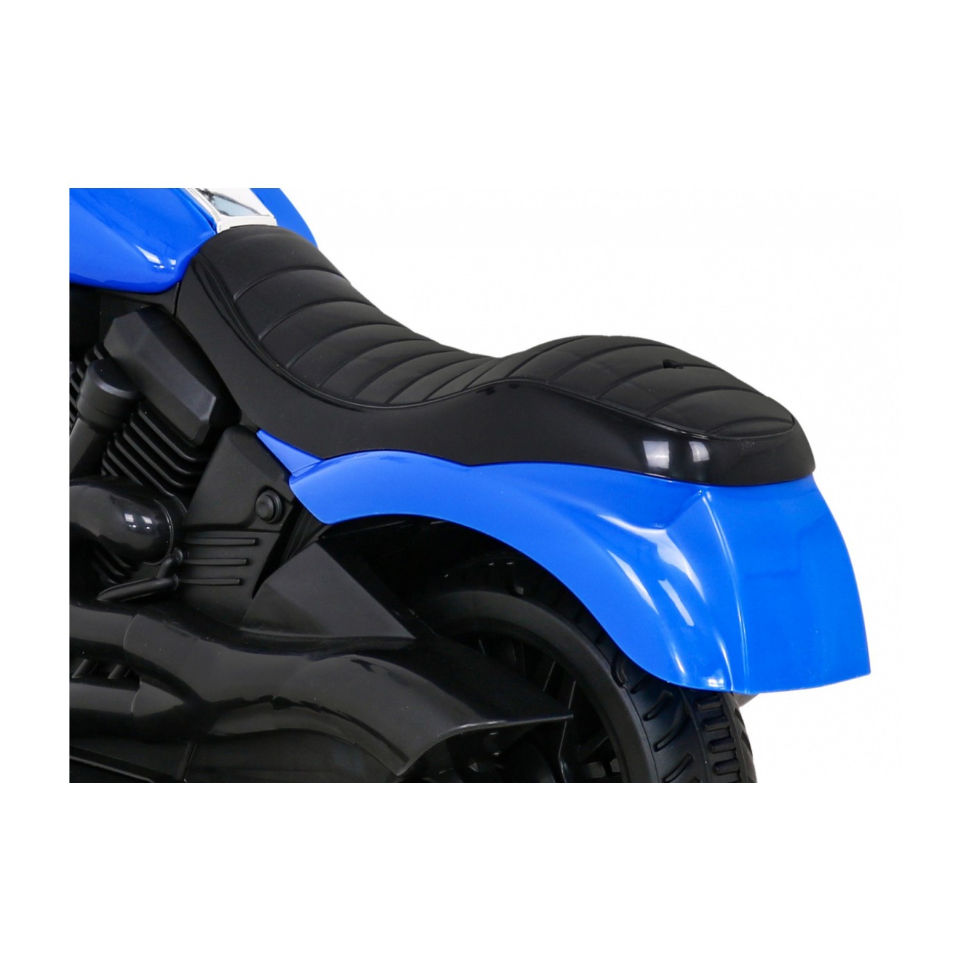 Motorka Chopper V-Max na batériu pre deti Modrý + Melódie Klaxon + Svetlo + Pomocné kolesá