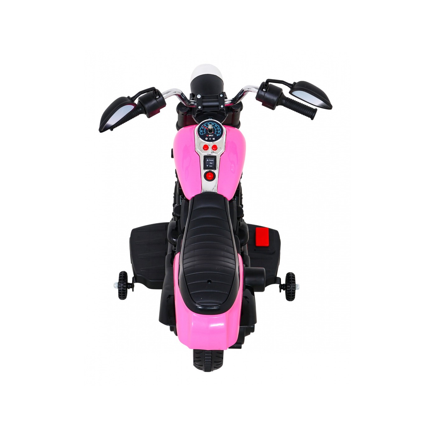 Motorka Chopper V-Max na batériu pre deti Ružový + Melódie Klaxon + Svetlo + Pomocné kolesá