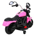 Motorka Chopper V-Max na batériu pre deti Ružový + Melódie Klaxon + Svetlo + Pomocné kolesá