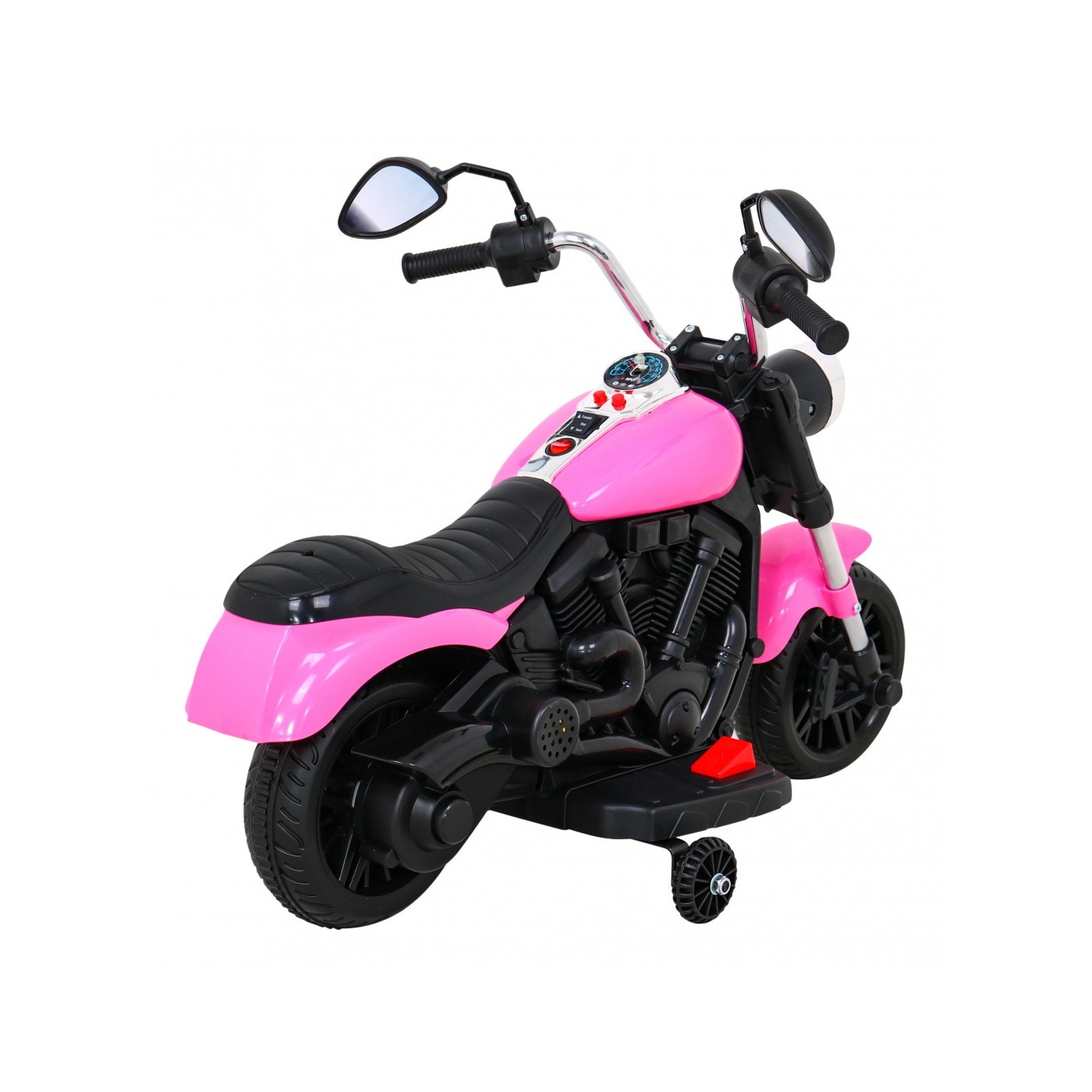 Motorka Chopper V-Max na batériu pre deti Ružový + Melódie Klaxon + Svetlo + Pomocné kolesá