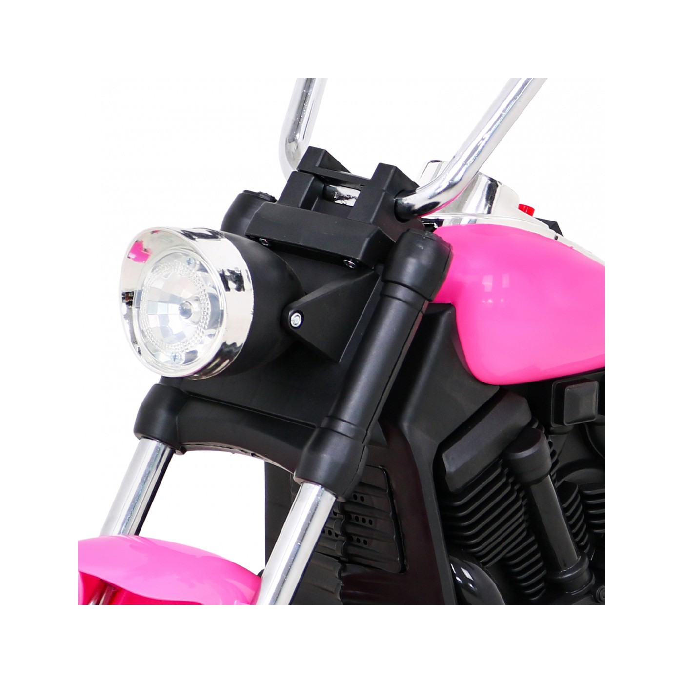 Motorka Chopper V-Max na batériu pre deti Ružový + Melódie Klaxon + Svetlo + Pomocné kolesá