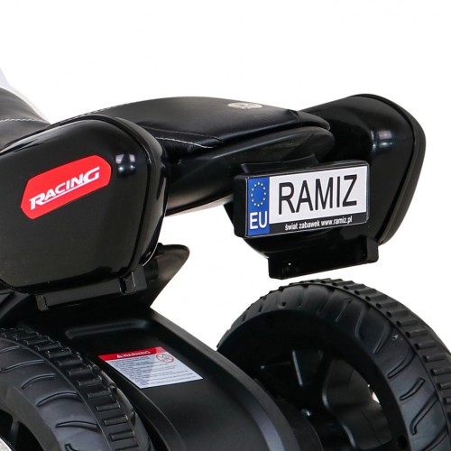 Motorka Fast Tourist na batériu pre deti Biely + Audio + Svetlá + Ekokoža