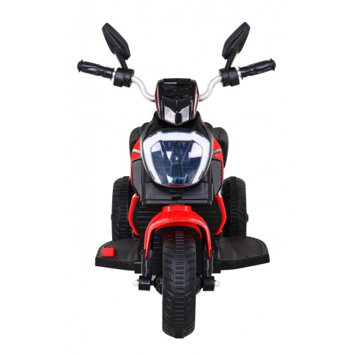 Motorka Fast Tourist na batériu pre deti Červený + Audio + Svetlá + Ekokoža