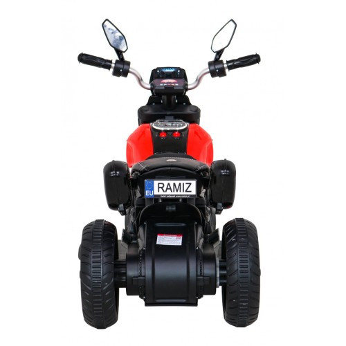 Motorka Fast Tourist na batériu pre deti Červený + Audio + Svetlá + Ekokoža