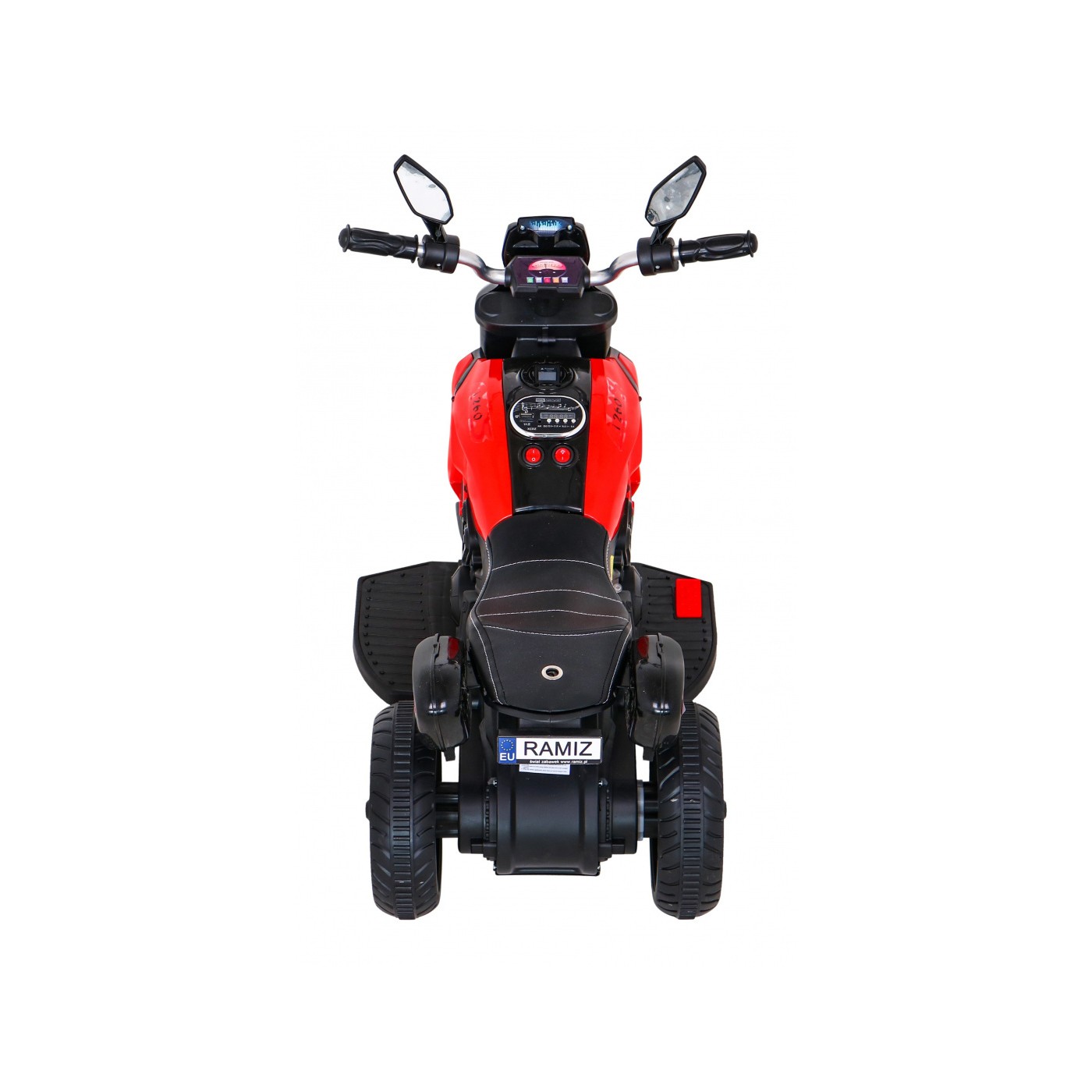 Motorka Fast Tourist na batériu pre deti Červený + Audio + Svetlá + Ekokoža