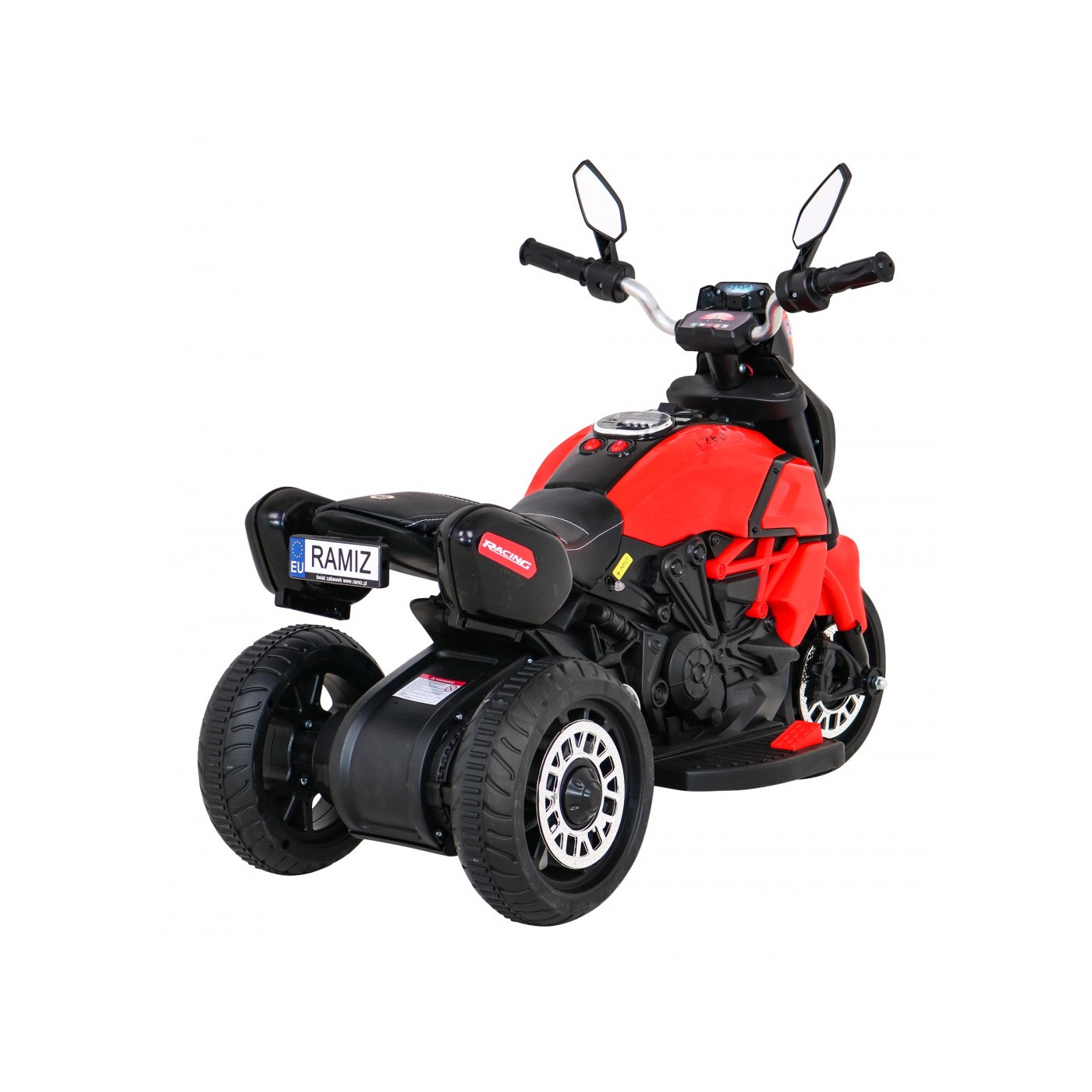 Motorka Fast Tourist na batériu pre deti Červený + Audio + Svetlá + Ekokoža