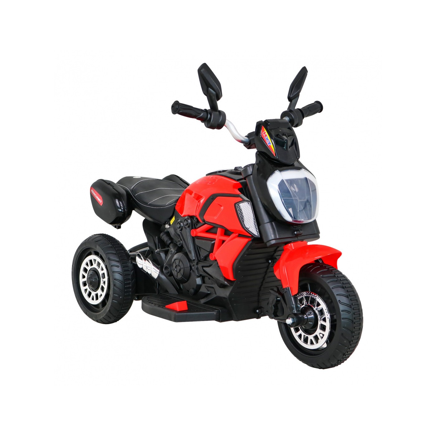 Motorka Fast Tourist na batériu pre deti Červený + Audio + Svetlá + Ekokoža