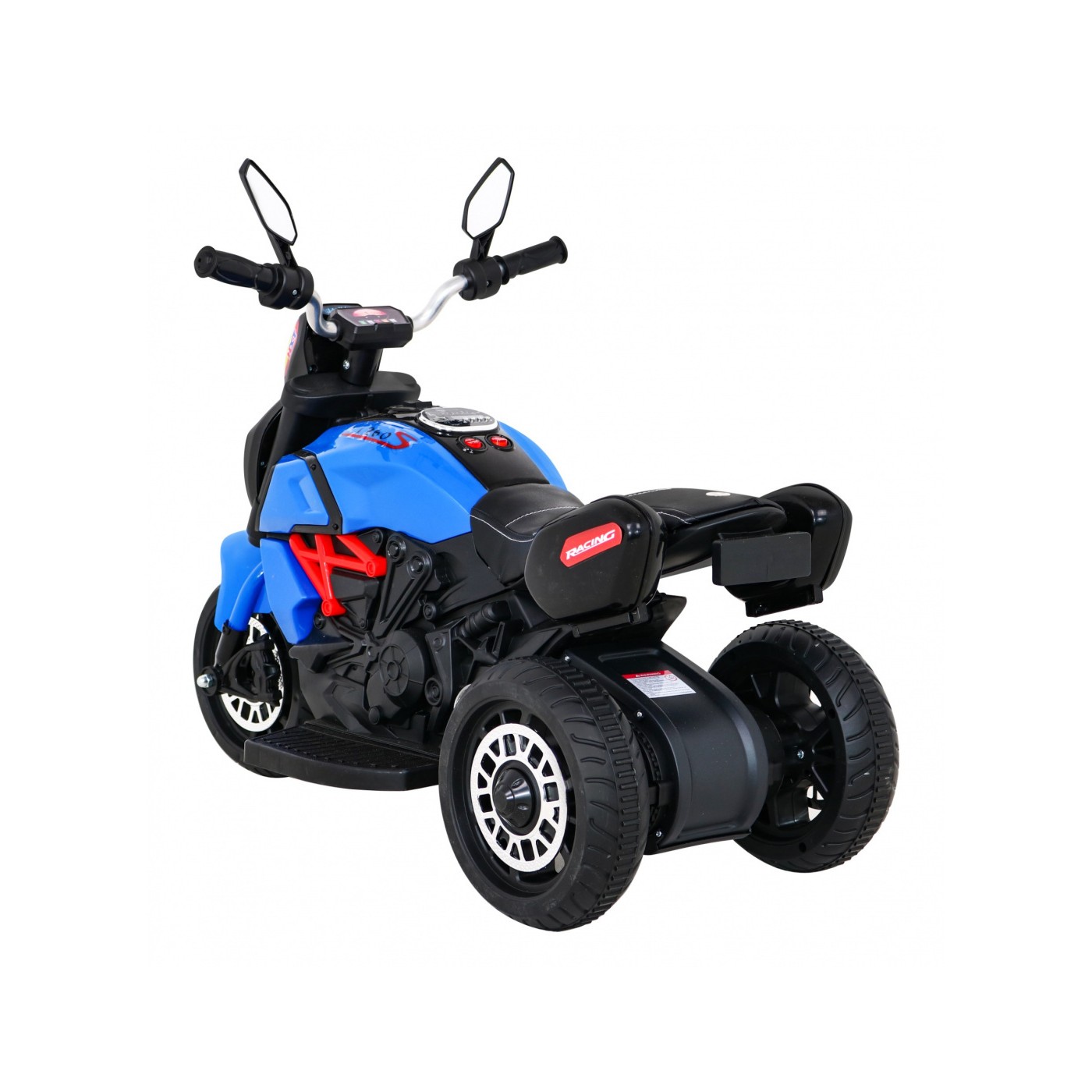 Motorka Fast Tourist na batériu pre deti Modrý + Audio + Svetlá + Ekokoža