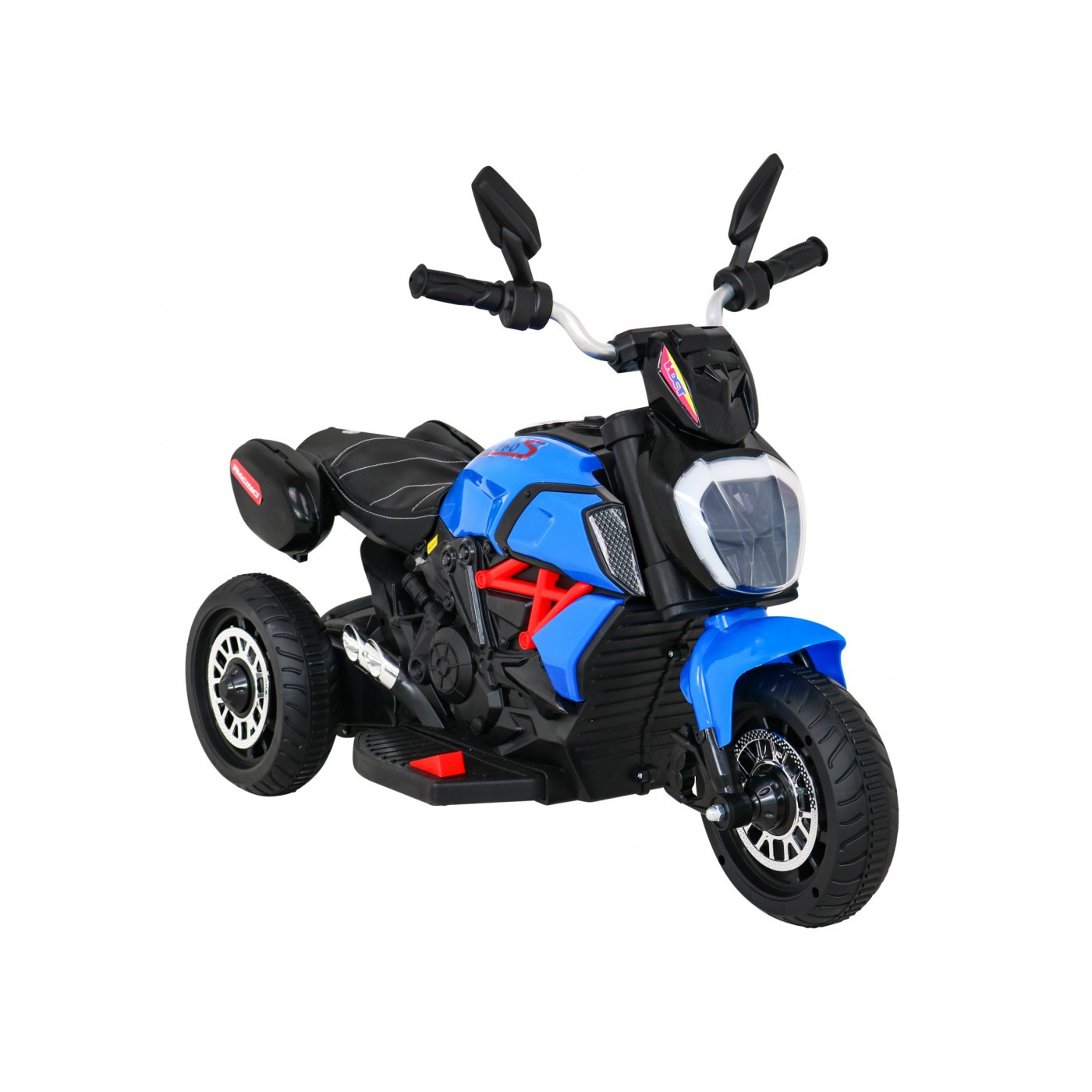 Motorka Fast Tourist na batériu pre deti Modrý + Audio + Svetlá + Ekokoža