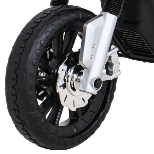 Motorka Night Rider na batériu pre deti Biely + Pomocné kolesá + MP3 USB + Plyn v rukoväti