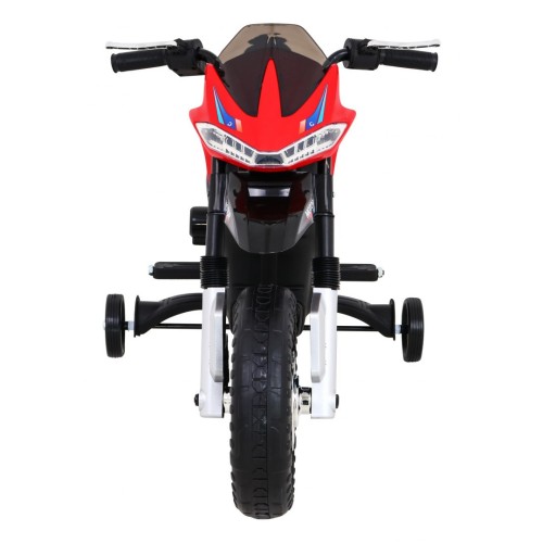 Motorka Night Rider na batériu pre deti Červený + Pomocné kolesá + MP3 USB + Plyn v rukoväti