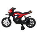 Motorka Night Rider na batériu pre deti Červený + Pomocné kolesá + MP3 USB + Plyn v rukoväti