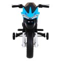 Motorka Night Rider na batériu pre deti Modrý + Pomocné kolesá + MP3 USB + Plyn v rukoväti