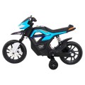 Motorka Night Rider na batériu pre deti Modrý + Pomocné kolesá + MP3 USB + Plyn v rukoväti
