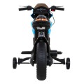 Motorka Night Rider na batériu pre deti Modrý + Pomocné kolesá + MP3 USB + Plyn v rukoväti