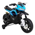 Motorka Night Rider na batériu pre deti Modrý + Pomocné kolesá + MP3 USB + Plyn v rukoväti