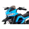 Motorka Night Rider na batériu pre deti Modrý + Pomocné kolesá + MP3 USB + Plyn v rukoväti