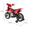 Motorka Cross pre deti Vozidlo na batériu Červený + Pomocné kolesá + Zvuky LED