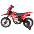 Motorka Cross pre deti Vozidlo na batériu Červený + Pomocné kolesá + Zvuky LED
