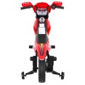 Motorka Cross pre deti Vozidlo na batériu Červený + Pomocné kolesá + Zvuky LED