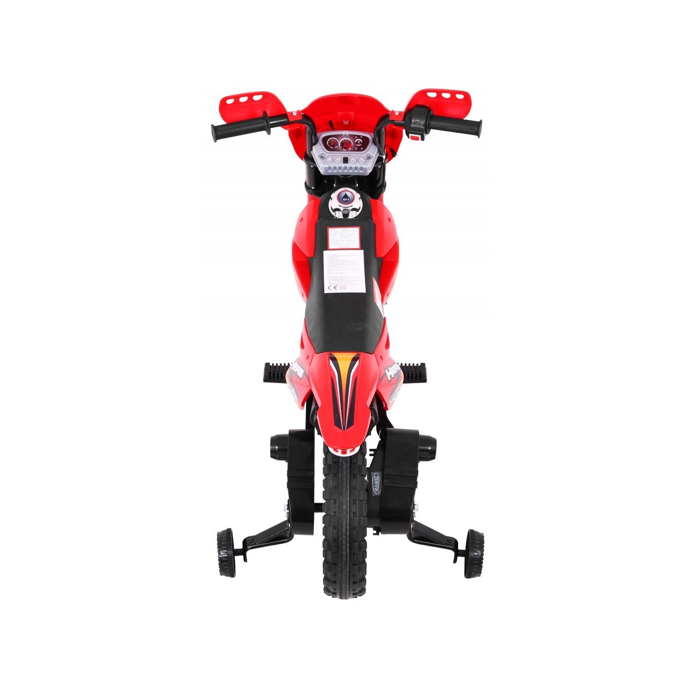 Motorka Cross pre deti Vozidlo na batériu Červený + Pomocné kolesá + Zvuky LED