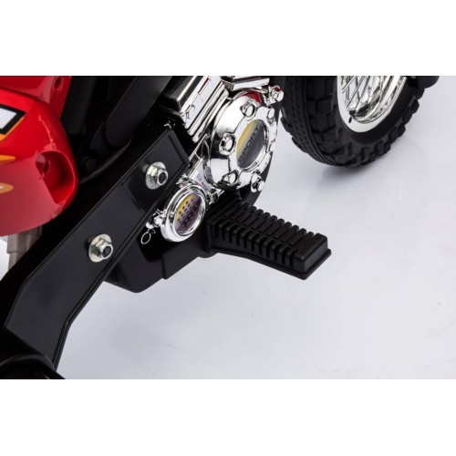 Motorka Cross pre deti Vozidlo na batériu Červený + Pomocné kolesá + Zvuky LED